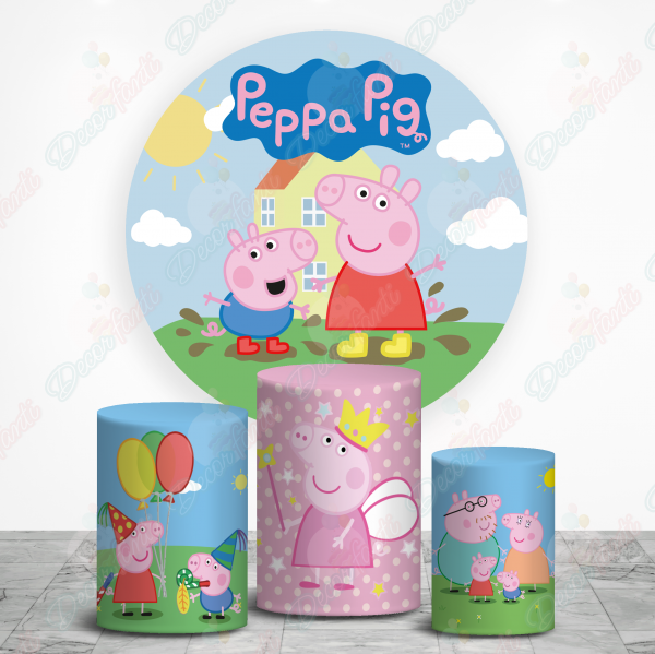 Peppa Pig Fundas de tela sublimada para cilindros backdrop