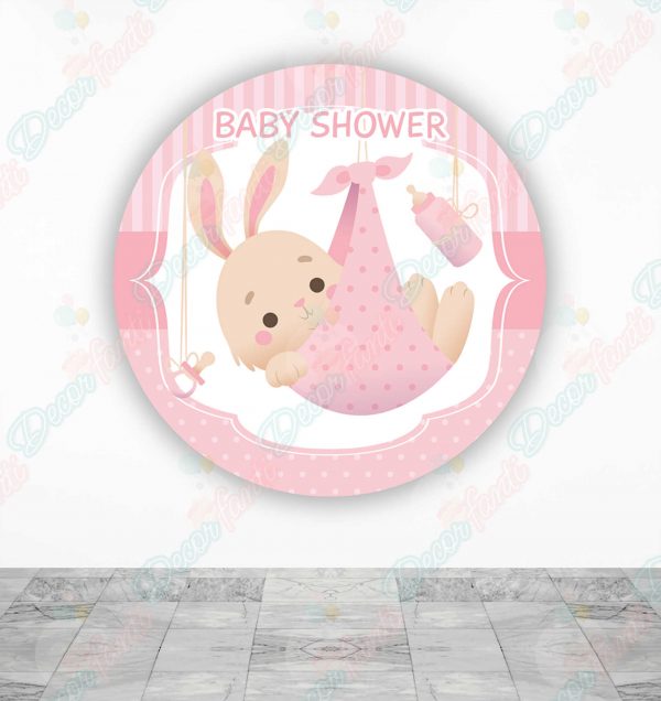 Baby Shower Coneja Fundas tela sublimada para backdrop