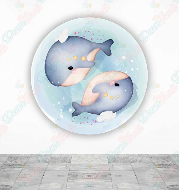 Baby Shower ballena Fundas tela sublimada para cilindros