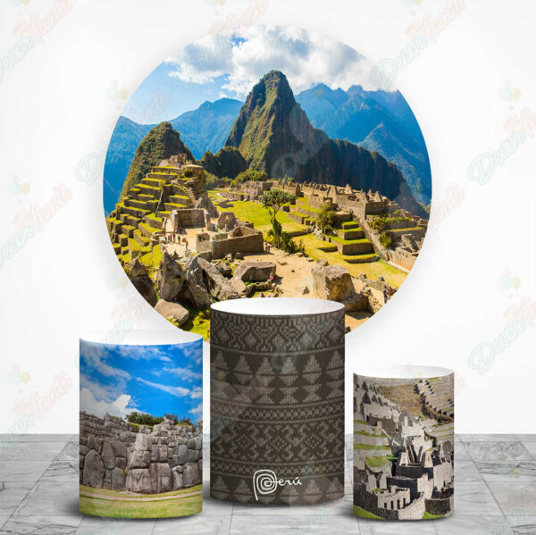 Machu Picchu fundas cilindros backdrop