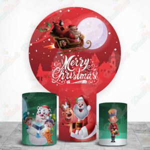 Feliz Navidad Rojo Verde Fundas de tela para cilindros backdrop