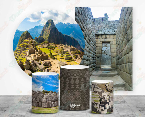 Machu Picchu fundas cilindros backdrop