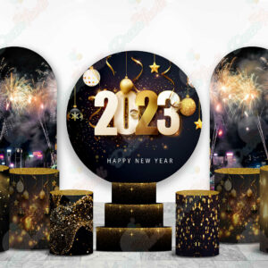 Feliz Año Nuevo 2023 fundas cilindros backdrop