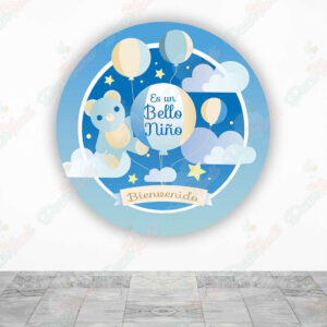 Baby Shower Globo Pastel Fundas tela sublimada