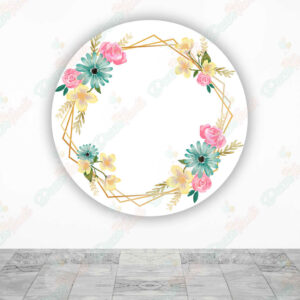 Corona Dorada con Flores fundas cilindros backdrop