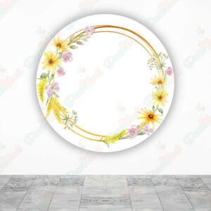 Corona de Flores Amarillas fundas cilindros backdrop