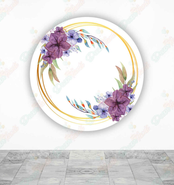 Corona Dorada y Flores Moradas fundas cilindros backdrop