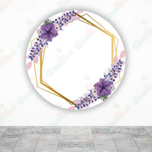 Corona Dorada y Flores Moradas fundas cilindros backdrop