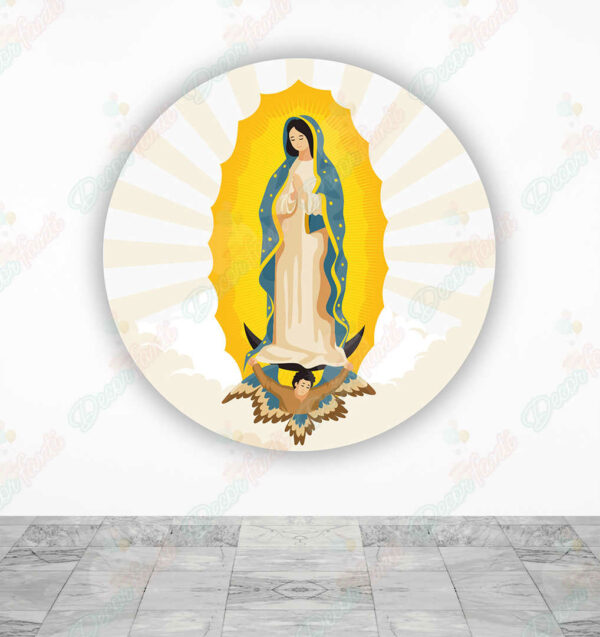 Virgen María fundas cilindros backdrop