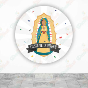 Fiesta de la Virgen fundas cilindros backdrop