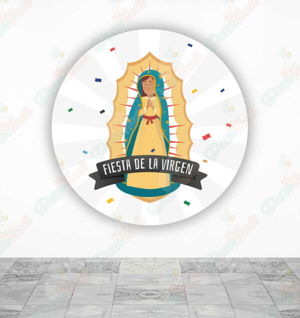 Fiesta de la Virgen fundas cilindros backdrop