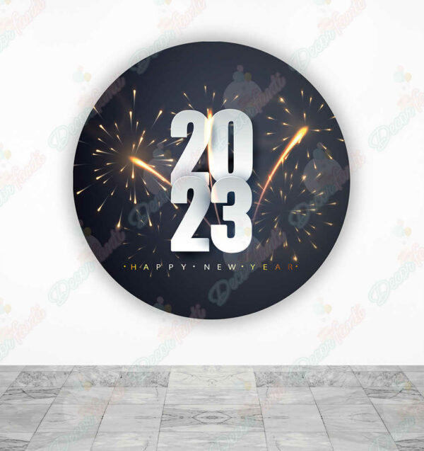 Feliz Año Nuevo 2023 Fuegos Artificiales fundas cilindros backdrop