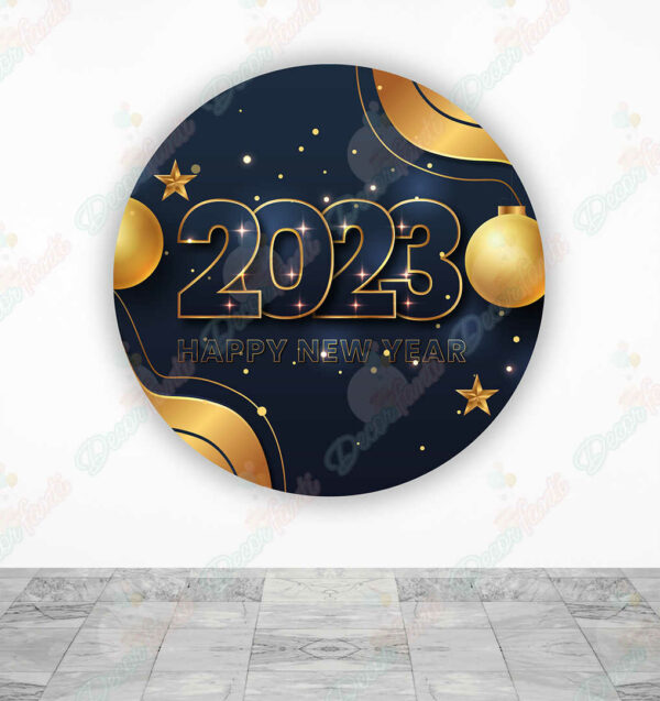 Feliz Año Nuevo 2023 Brillo y Bolas fundas cilindros backdrop