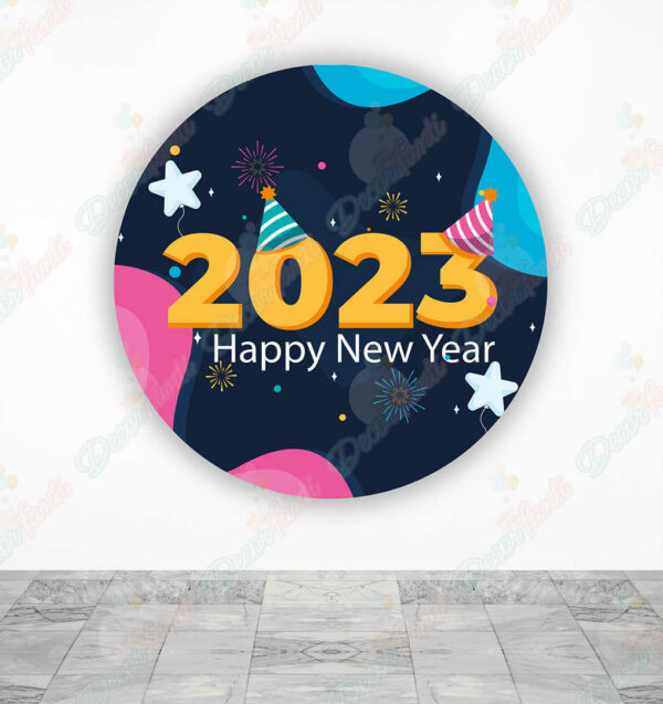 Feliz Año Nuevo 2023 Celebración fundas cilindros backdrop