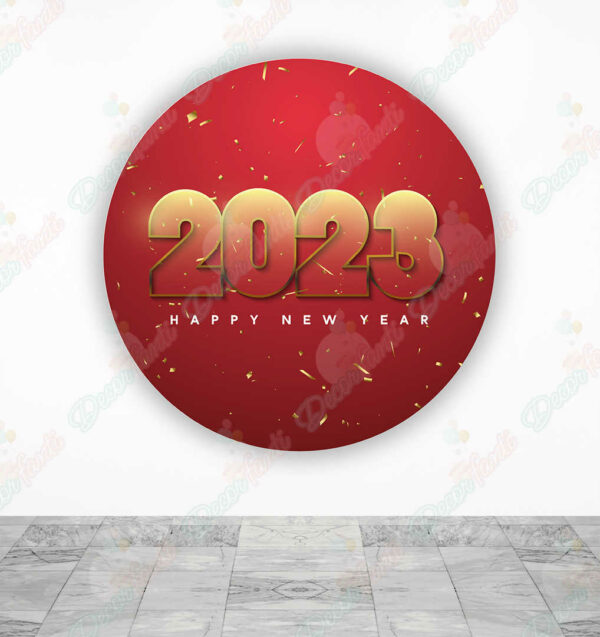 Feliz Año Nuevo 2023 Fondo Rojo fundas cilindros backdrop