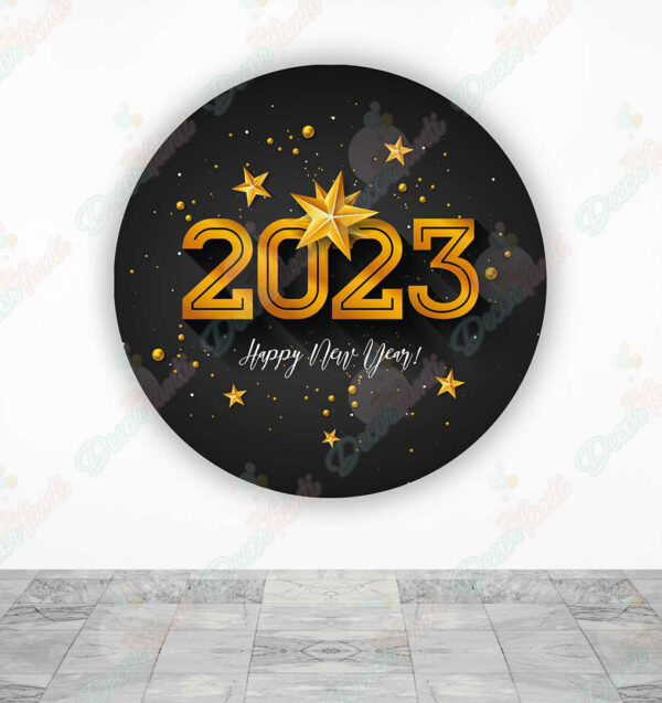 Feliz Año Nuevo 2023 Estrella fundas cilindros backdrop