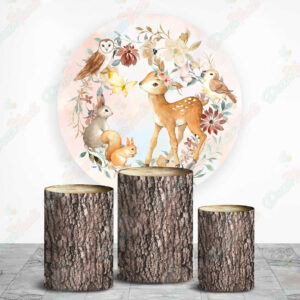 Venado animales y flores fundas cilindros backdrop