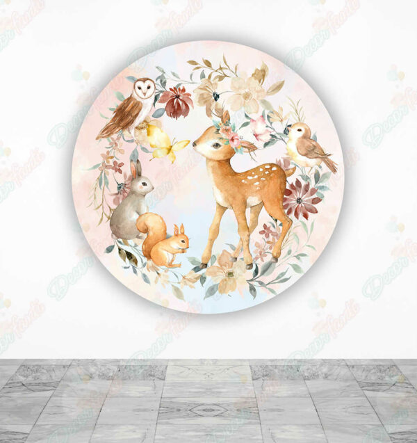 Venado animales y flores fundas cilindros backdrop